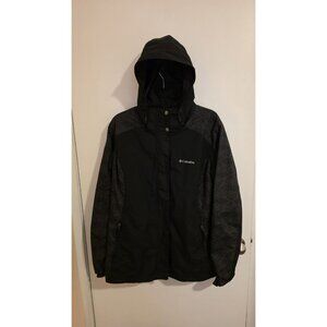 Columbia Jacket Womens Size XL Gray Black Fall Hooded Zip Pockets Camping Hiking